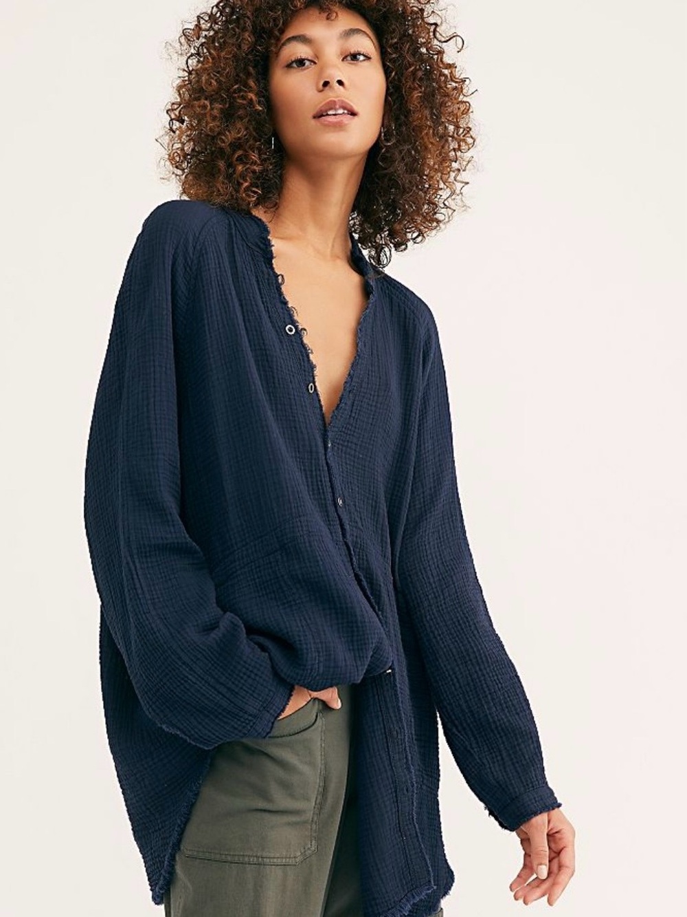 Free People We The Free Summer Daydream Buttondown Black M